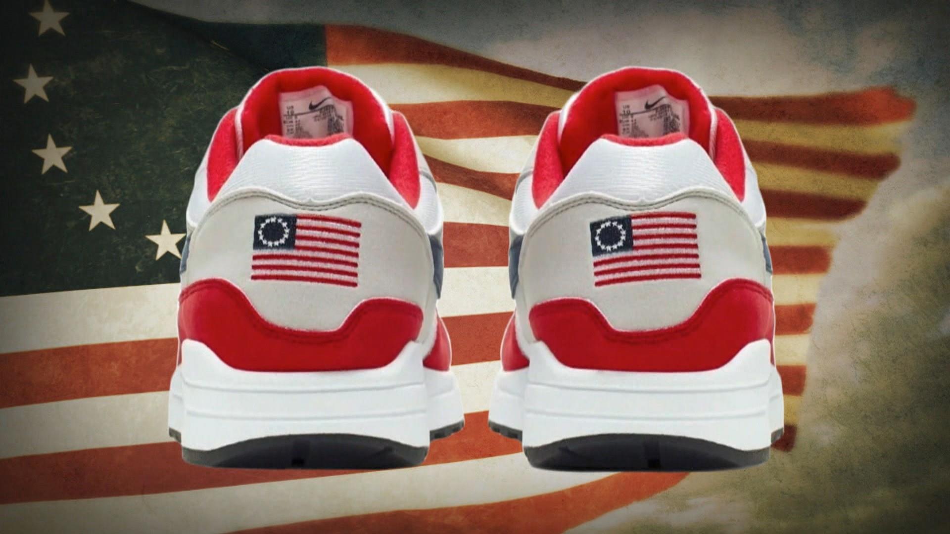 nike sneaker with flag