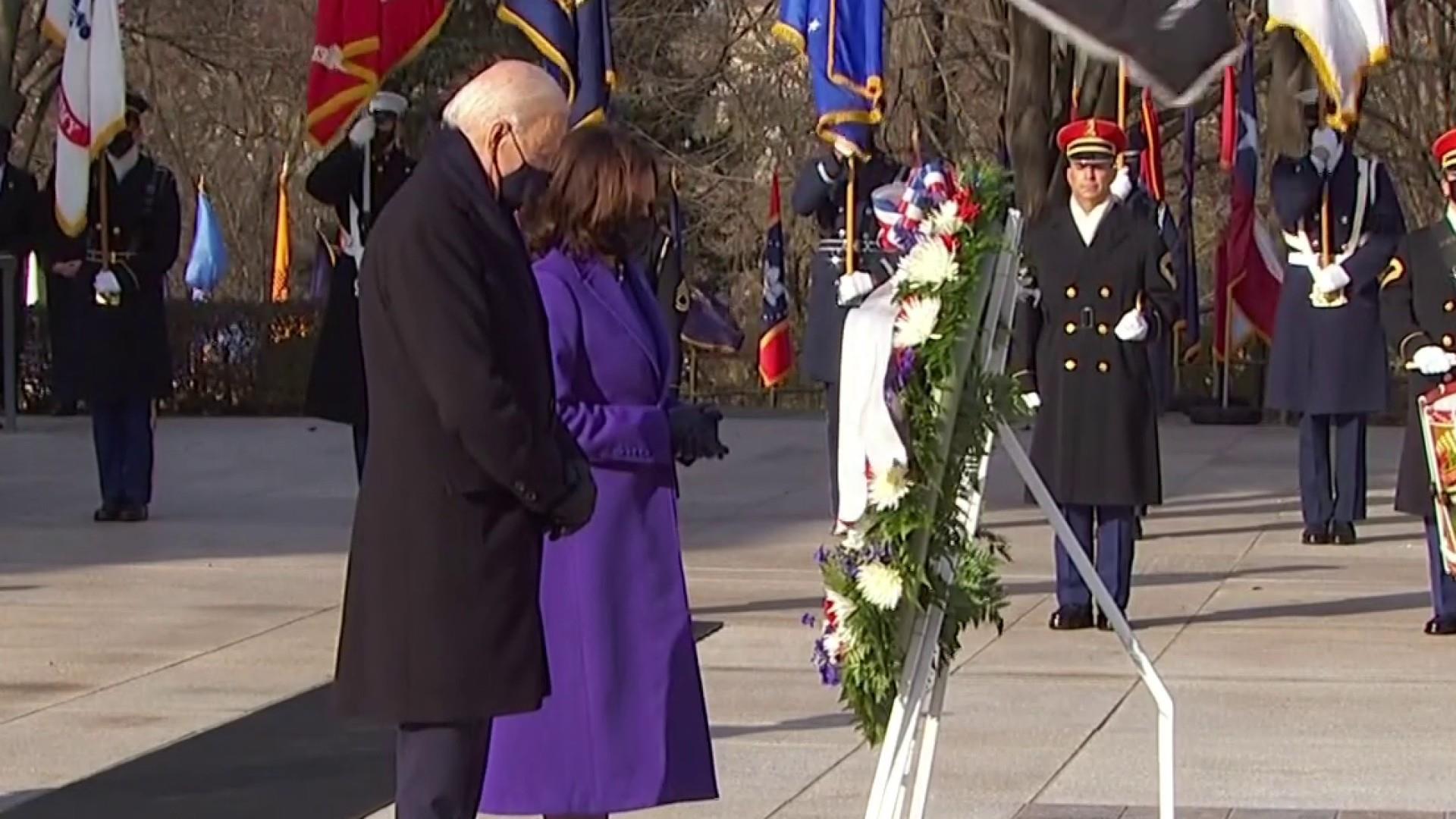 President Biden & VP Harris at the Tomb of the Unknown Soldier at Arlington National Cemetery